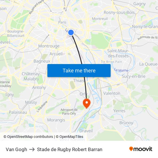 Van Gogh to Stade de Rugby Robert Barran map