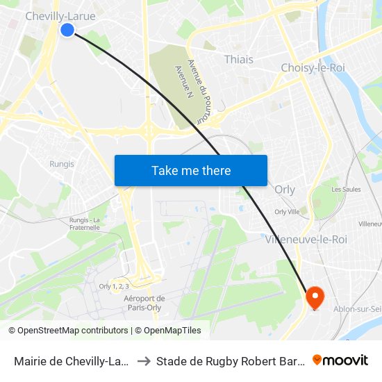 Mairie de Chevilly-Larue to Stade de Rugby Robert Barran map