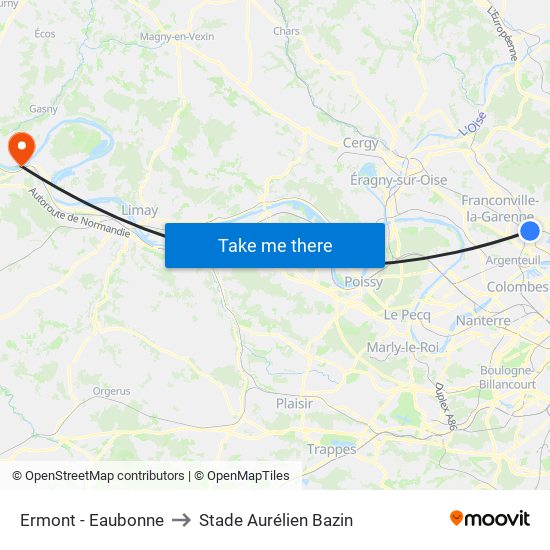 Ermont - Eaubonne to Stade Aurélien Bazin map