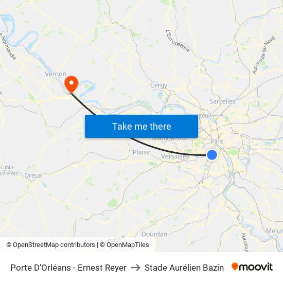 Porte D'Orléans - Ernest Reyer to Stade Aurélien Bazin map