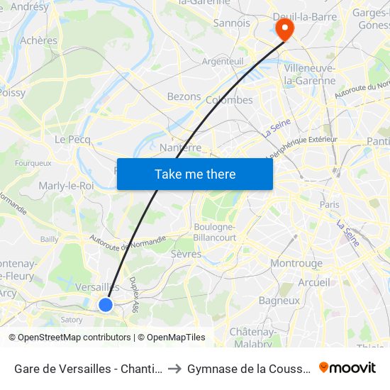 Gare de Versailles - Chantiers to Gymnase de la Coussaye map