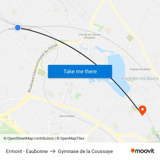 Ermont - Eaubonne to Gymnase de la Coussaye map