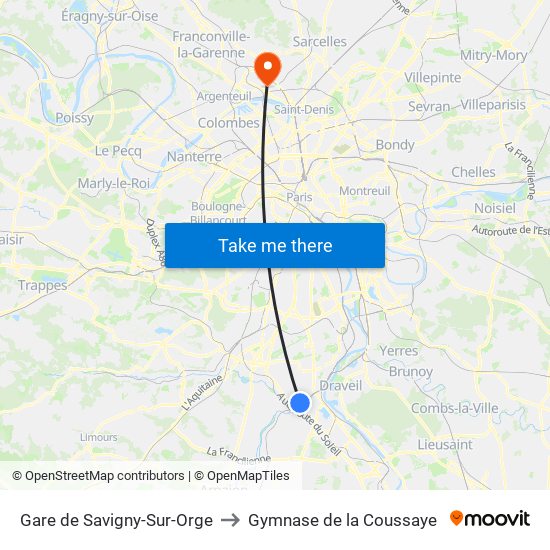 Gare de Savigny-Sur-Orge to Gymnase de la Coussaye map