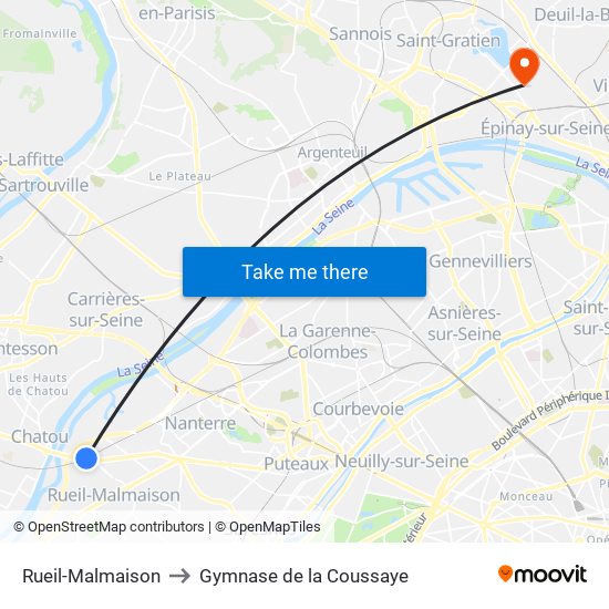 Rueil-Malmaison to Gymnase de la Coussaye map