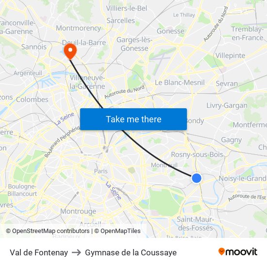 Val de Fontenay to Gymnase de la Coussaye map