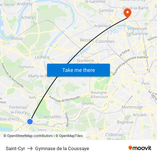 Saint-Cyr to Gymnase de la Coussaye map