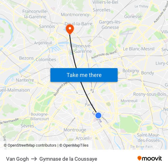 Van Gogh to Gymnase de la Coussaye map