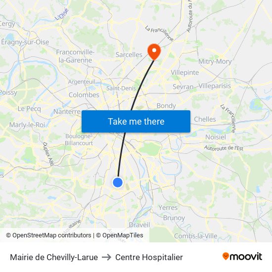 Mairie de Chevilly-Larue to Centre Hospitalier map