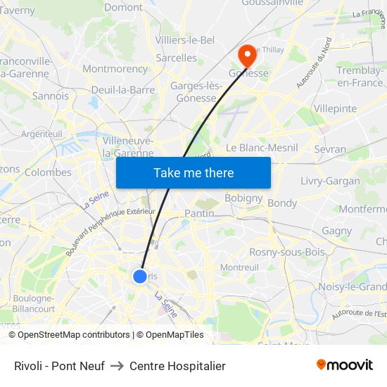 Rivoli - Pont Neuf to Centre Hospitalier map