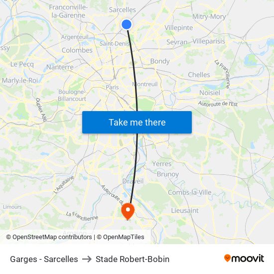 Garges - Sarcelles to Stade Robert-Bobin map
