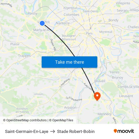 Saint-Germain-En-Laye to Stade Robert-Bobin map