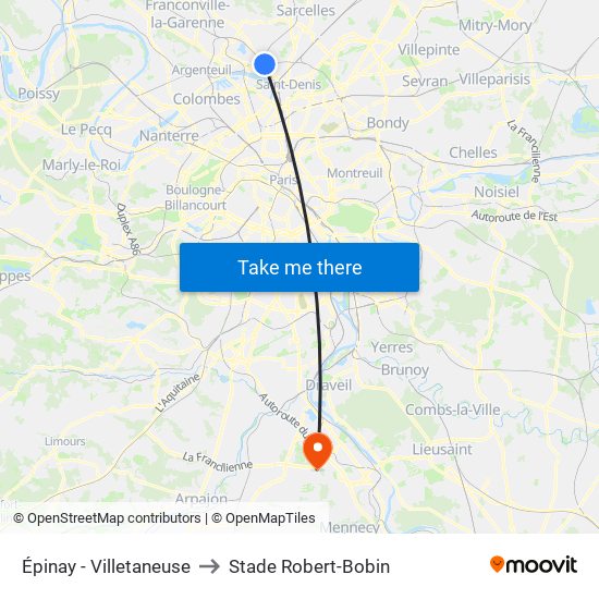 Épinay - Villetaneuse to Stade Robert-Bobin map