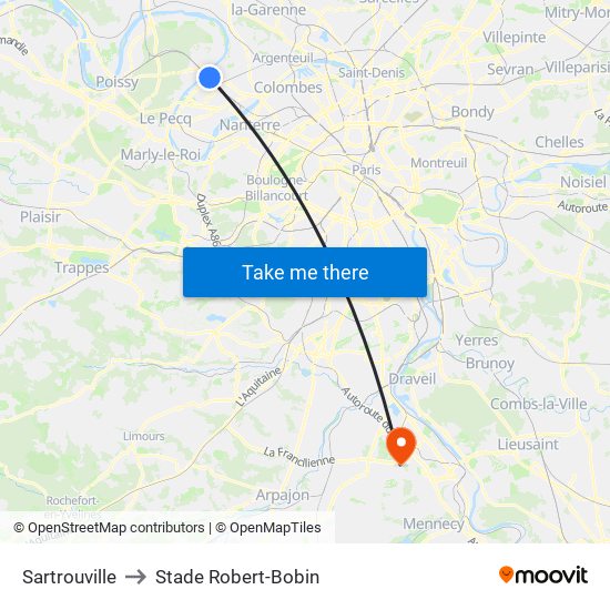 Sartrouville to Stade Robert-Bobin map