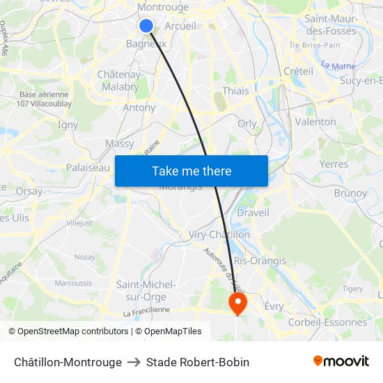 Châtillon-Montrouge to Stade Robert-Bobin map