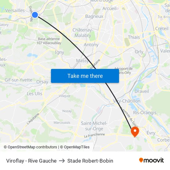Viroflay - Rive Gauche to Stade Robert-Bobin map