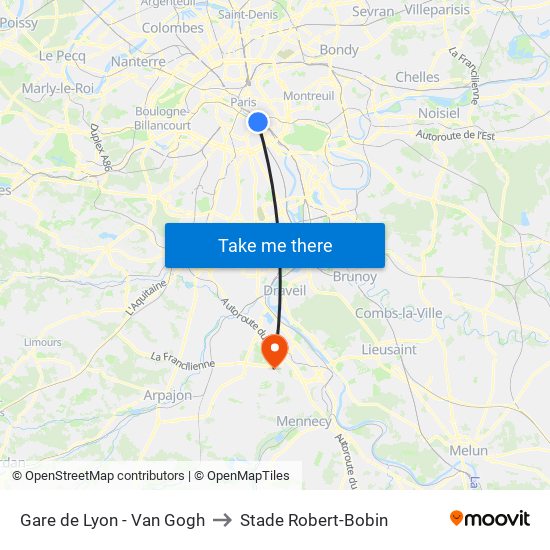 Gare de Lyon - Van Gogh to Stade Robert-Bobin map