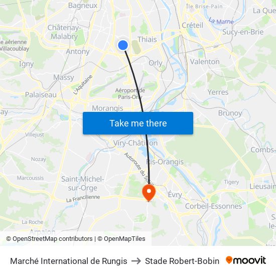 Marché International de Rungis to Stade Robert-Bobin map