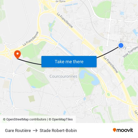 Gare Routière to Stade Robert-Bobin map