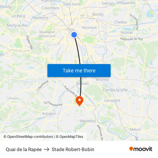 Quai de la Rapée to Stade Robert-Bobin map
