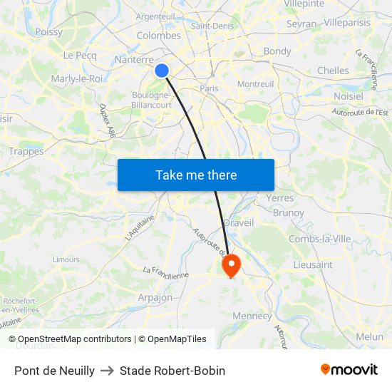 Pont de Neuilly to Stade Robert-Bobin map