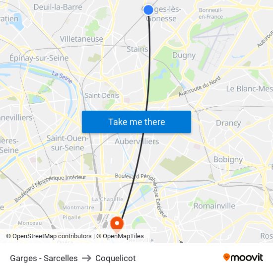 Garges - Sarcelles to Coquelicot map
