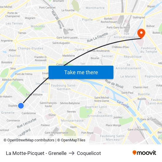 La Motte-Picquet - Grenelle to Coquelicot map