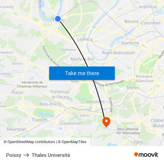 Poissy to Thales Université map
