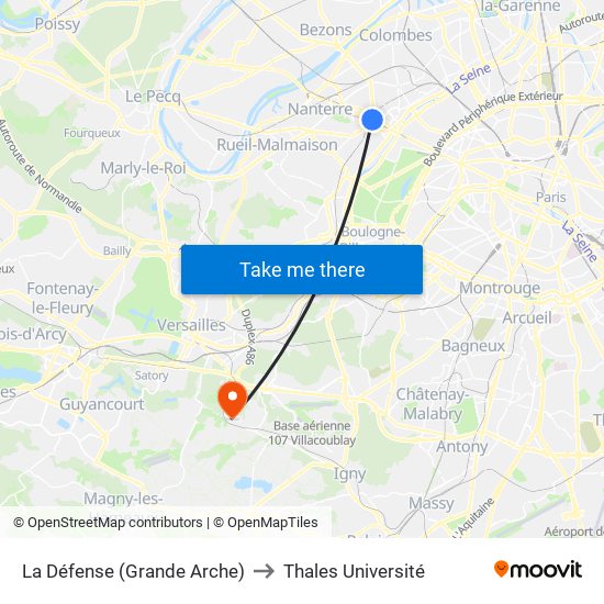 La Défense (Grande Arche) to Thales Université map