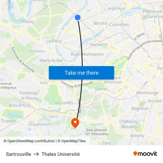 Sartrouville to Thales Université map