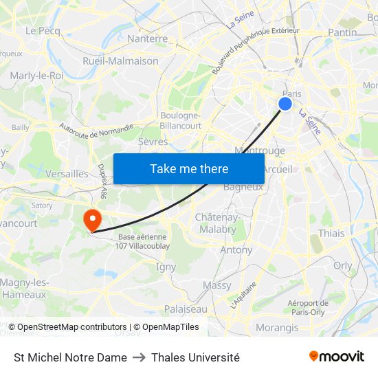 St Michel Notre Dame to Thales Université map