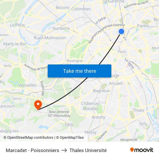 Marcadet - Poissonniers to Thales Université map