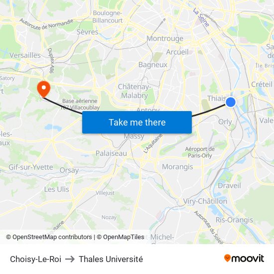 Choisy-Le-Roi to Thales Université map