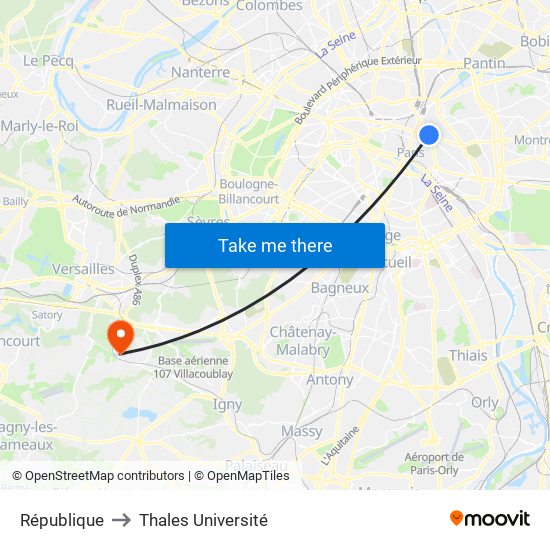 République to Thales Université map