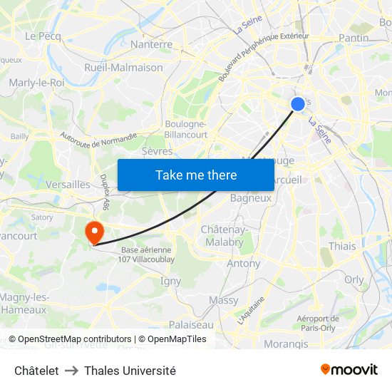 Châtelet to Thales Université map