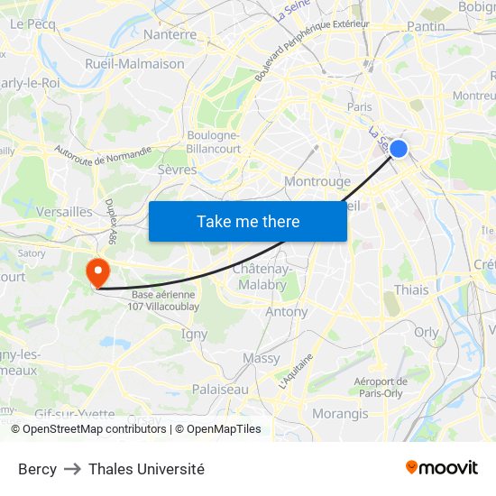 Bercy to Thales Université map