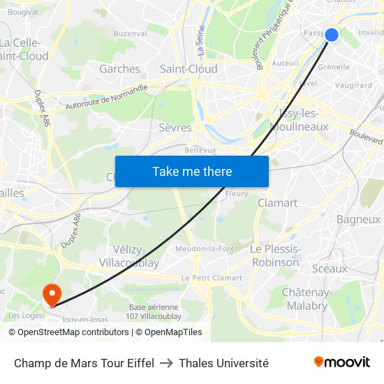 Champ de Mars Tour Eiffel to Thales Université map