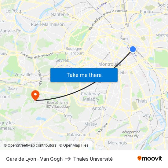 Gare de Lyon - Van Gogh to Thales Université map