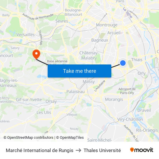Marché International de Rungis to Thales Université map
