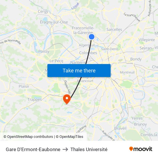 Gare D'Ermont-Eaubonne to Thales Université map