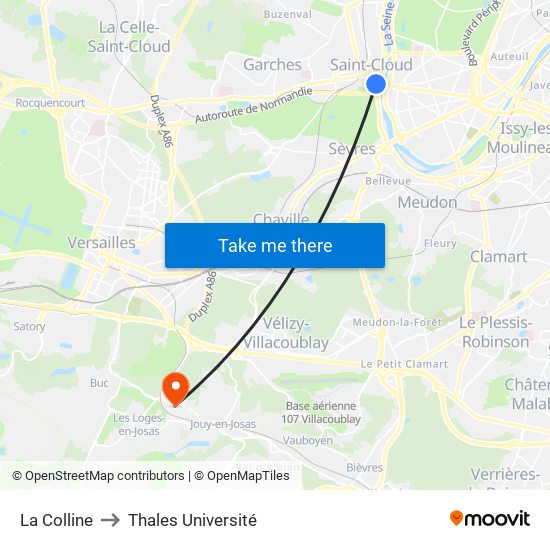 La Colline to Thales Université map