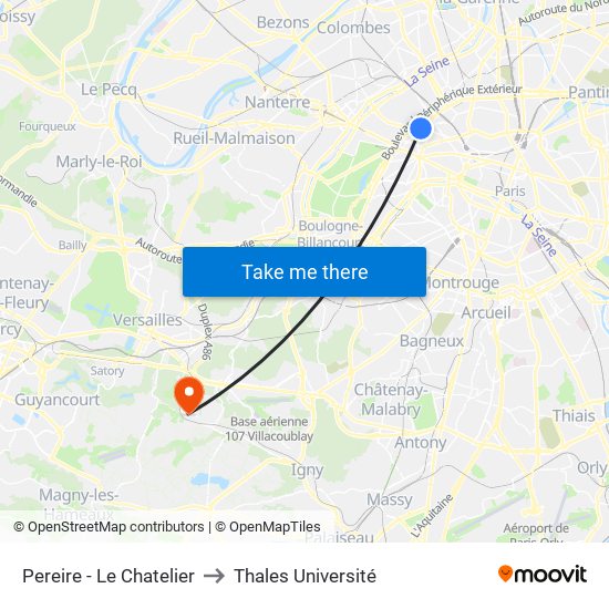 Pereire - Le Chatelier to Thales Université map