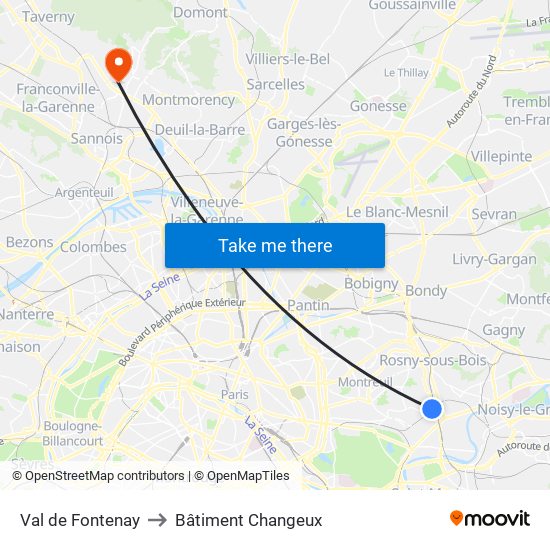 Val de Fontenay to Bâtiment Changeux map