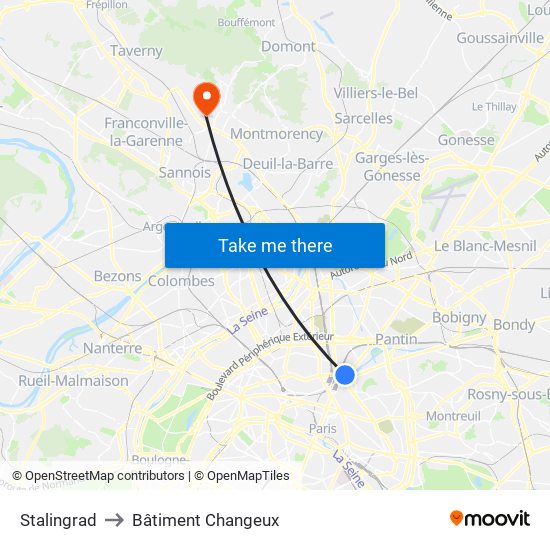 Stalingrad to Bâtiment Changeux map