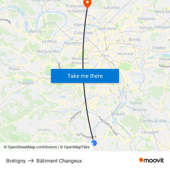 Brétigny to Bâtiment Changeux map