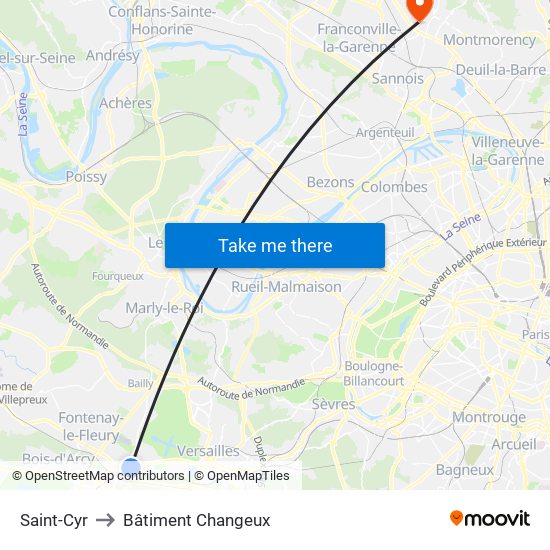 Saint-Cyr to Bâtiment Changeux map