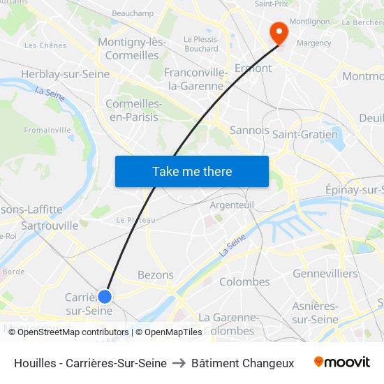 Houilles - Carrières-Sur-Seine to Bâtiment Changeux map