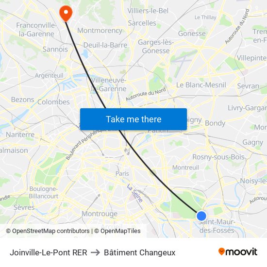 Joinville-Le-Pont RER to Bâtiment Changeux map