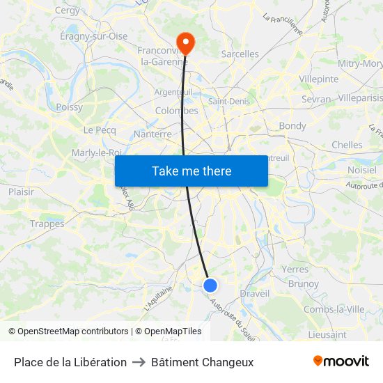 Place de la Libération to Bâtiment Changeux map
