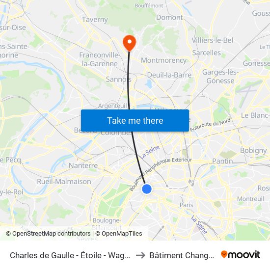 Charles de Gaulle - Étoile - Wagram to Bâtiment Changeux map