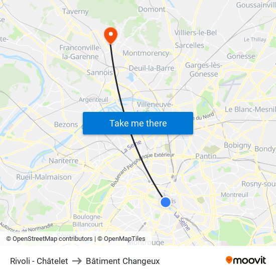 Rivoli - Châtelet to Bâtiment Changeux map